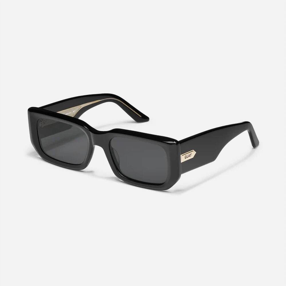 NEW QUAY women's tell me more sunglasses in black frame / smoke lens